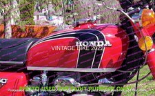 Réservoir d'essence Honda CB 350 K3 K4 Super Sport 71-73 rouge noir acier +...