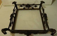 @N°4  SUPPORT PLAQUES VERRE CARRE POUR LUSTRE ART NOUVEAU FER FORGE