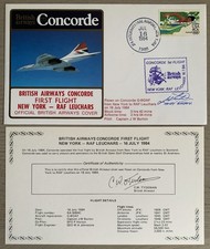 Signed Capt Burton Concorde G.BOAF First Flight, New York - RAF Leuchars 1984