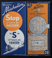 Carte 1936 MICHELIN 82 PAU TOULOUSE Guide Bibendum pneu tyre map