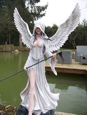 15421 GRANDE FIGURINE STATUETTE FEE BLANCHE ELFE ANGE AVEC FAUX HEROIC FANTASY
