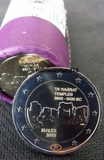 DISPO RARE 2 euro MALTE 2019 Ta Hagrat avec poinçon "F". Envoi en lettre suivie.