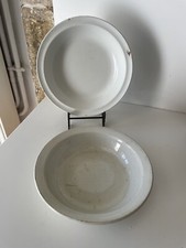 2 Anciens plats Creux BADONVILLER No Creil blanc patine Shabby Collection Déco