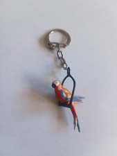 Rare Porte-clés PERROQUET style ARA sur Perchoir Keychain Vintage 60'
