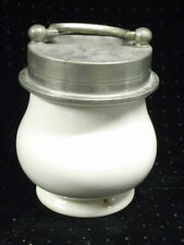 ANCIEN SUSTENTEUR APOTHICAIRE PORTE DINER REPAS POT A BOUILLON PORCELAINE ETAIN