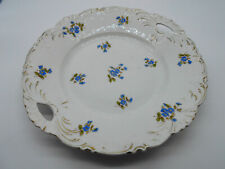 PLAT A GÂTEAUX DECOR FLEURS BLEUES EN PORCELAINE DE PARIS
