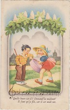 CPA FANTAISIE HUMORISTIQUE - JEUNES ENFANTS - JEU DE MOTS - NOTES DE MUSIQUE