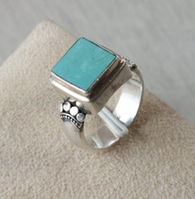 Belle bague, style Navajo, turquoise, en argent massif