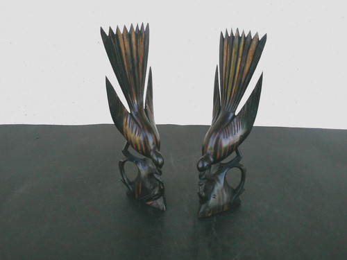 Oiseaux bois sculpte peint - en,