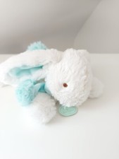 Peluche/Doudou Et Compagnie  Lapin Allongé Blanc Bleu Echarpe Pompon Billes 24cm