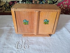 PETIT MEUBLE DE POUPEE DES ANNEES 1940/1950 EN BOIS Décor Fleurs Bleu 
