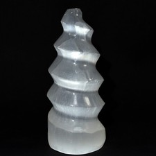 Tour En Spirale En Sélénite Satinée Naturelle "Corne De Licorne" - Maroc
