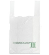 250 Sacs BRETELLE Plastique L x H : 26 x 45 cm Sac réutilisable Blanc 50 MICRONS