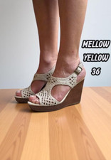 Melow Yellow 36 Chaussures cuir blanc cassé escarpins ouverts talons espadrille