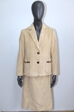 Vintage 1980 Jacket/Skirt Beige Corduroy Suit CELINE PARIS Size S Made in France