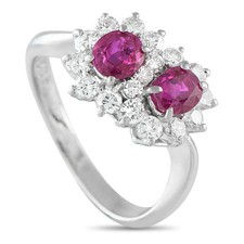 Exclusive Platinum 0.66ct Diamond and Ruby Ring