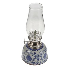  Lampe à huile de table en porcelaine et verre, lanterne vintage en céramique de