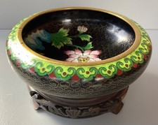 ANCIENNE COUPE ÉMAIL CLOISONNÉ DÉCOR FLORAL / ASIE CHINE JAPON