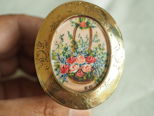 Broche ancienne peinture - broche,