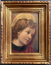 Ancien petit tableau religieux florentin icône  Tête d'ange  Lippi cadre doré