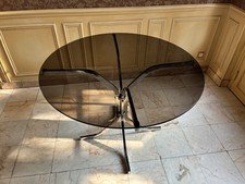 Table à manger ronde avec plateau en verre