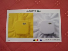 CARTE PARFUMEE EAU DE LACOSTE L 12.12 JAUNE ET BLANC - DOUBLE ECHANTILLON