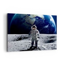Impression sur Toile 120x80cm Tableaux Image Photo Astronaute Lune Terre espace