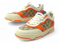 NEUF CHAUSSURES BASKETS GUCCI RE-WEB 787476 ORANGE 6.5 40.5 SNEAKERS NEW 850€