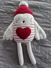 peluche doudou oiseau chouette blanche rouge rayure cœur 30 cm tape a l’œil tao 