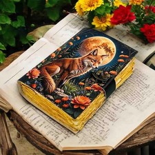 Grand carnet de journal en cuir de renard Grimoire de sort vierge Le livre...