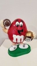 Vintage 1995 M&M Red Peanut Football Player with Gold Helmet Candy Dispenser