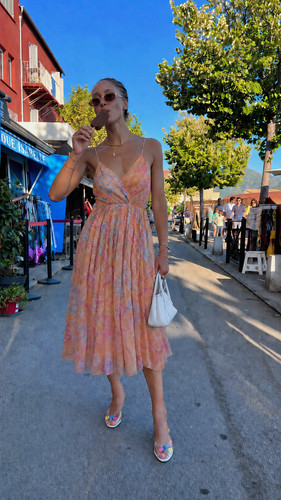 Robe midi mousseline de - robe, en