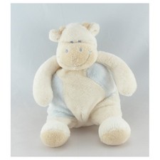 Doudou vache blanche et bleu