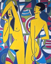 KLEYMAN Tableau Nu Côte AKOUN 81x65 "Insolence de leur jeunesse" Direct Artiste