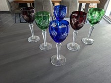 6 VERRES  A VIN Rouge      DE COULEUR  Colore Saint Louis Baccarat Art Deco