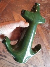 Bouteille à Liqueur Vintage Porcelaine Figurative Vert Sombre forme Ancre Marine