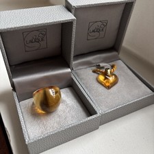 Parure bijoux vintage LALIQUE Bague cabochon collier coeur cristal