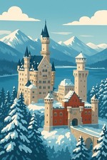 POSTER AFFICHE Neuschwanstein Château Bavière
