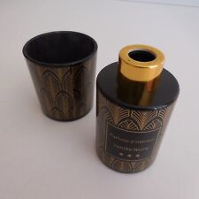2 récipient flacon encens bougie parfum vanille noire art déco ethnique N4016