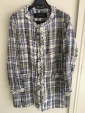 Veste manteau tweed à franges