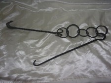 Grand crochet pour cheminée porte chaudron en fer forgé