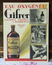 ANCIENNE AFFICHE PUBLICITAIRE EAU OXYGÉNÉE GIFRER PAPIER STYLE CANSON 24X32 CM
