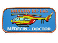 ECUSSON PVC SECURITE CIVILE DRAGON EC-145 HELICOPTERE SCRATCH AU DOS