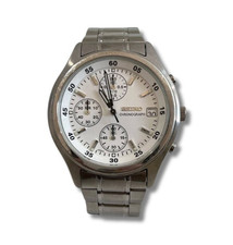 Montre Seiko Chronograph V657-7100 cadran blanc date argentée du Japon