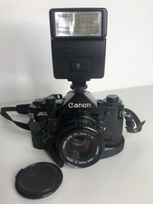 Canon A-1 A1 Noir + Objectif FD 50mm f/1.8 Et Flash Canon, Reflex Argentique