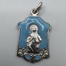Medaille religieuse  " Sainte Vierge " - Métal Argenté Emaillé