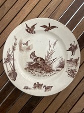 Ancienne Assiette 23 Cm - CHASSE Chien Canard - E.BOURGEOIS - PARIS et MARSEILLE