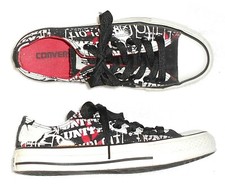 CONVERSE ALL STAR basses toile noir blanc rouge P 37 (4½) TBE