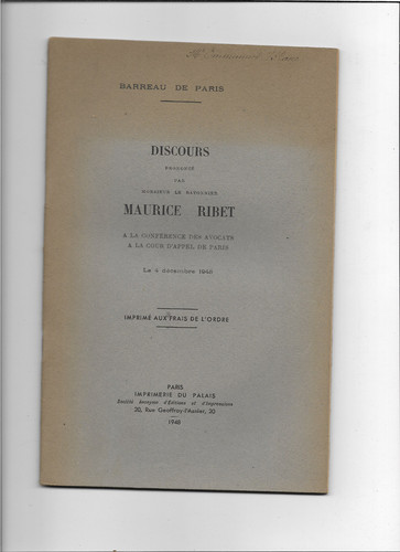 Barreau paris discours du - de,
