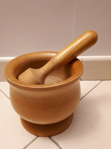 Mortier bois avec pilon - en,